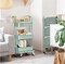 3 Tier Mini Foldable Rolling Cart, Metal Utility Cart with Wheels, 3 Hanging Cups and 6 Hooks, Folding Trolley for Living Room, Kitchen, Bathroom, Bedroom, and Office, Green, Small